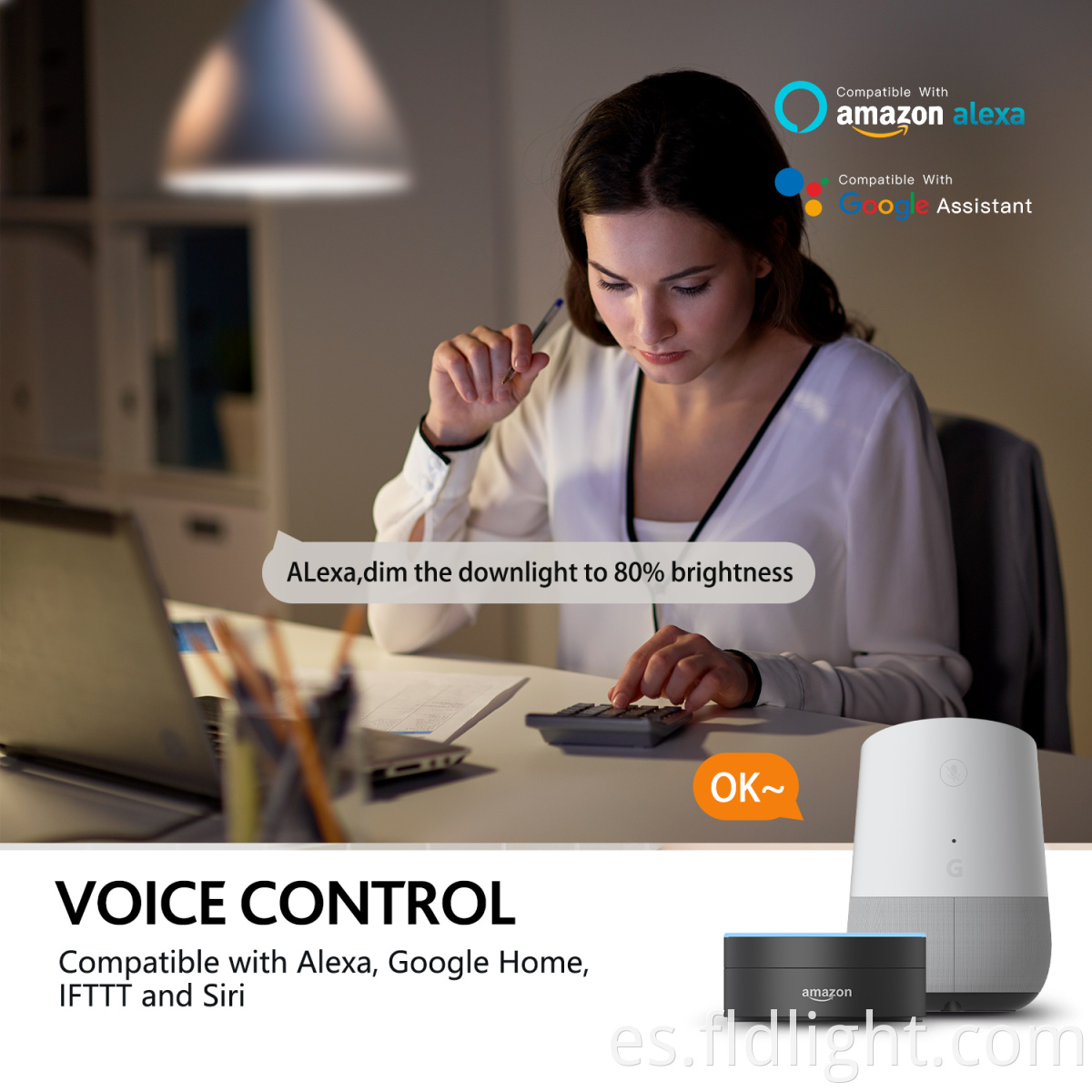 Alexa Voice-controlled RGBCW Dimming 